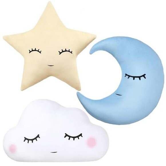 Moon Star Cloud Plush Pillow Set Soft Stuffed Nursery Decor Cushion for Kids Roo - Picture 8 of 8